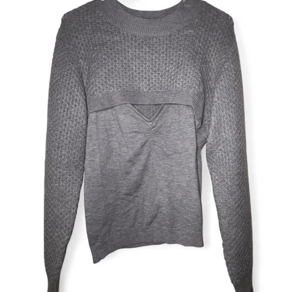 Gray Sofia Jeans by Sofia Vergara sweater with textured knit pattern, size XL